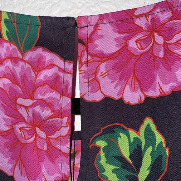 Express Floral Satin Short Sleeve Loose Boxy Blouse Medium - Picture 6 of 9